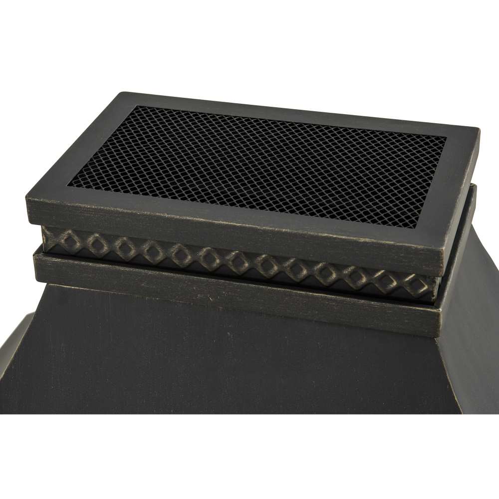 SUNJOY 57 Inch Outdoor Wood Burning Fireplace with PVC Cover-Black