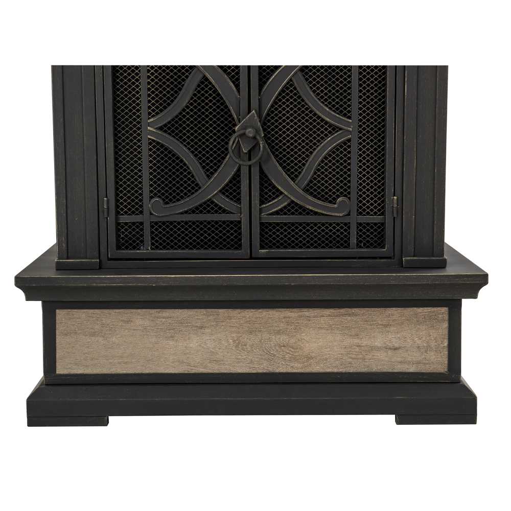 SUNJOY 57 Inch Outdoor Wood Burning Fireplace with PVC Cover-Black