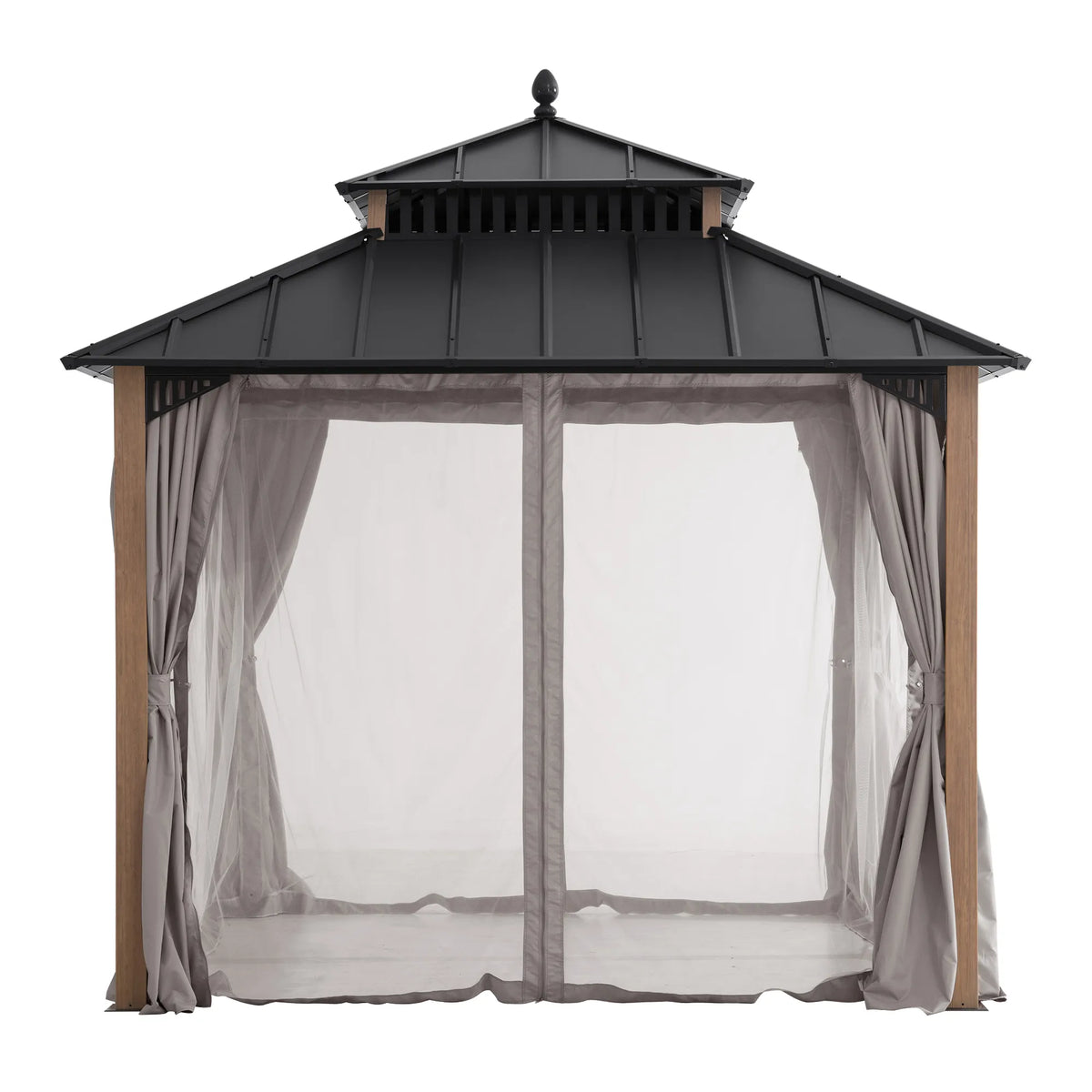 Kingston Aluminum Gazebo - Natural Woodgrain, 10x10