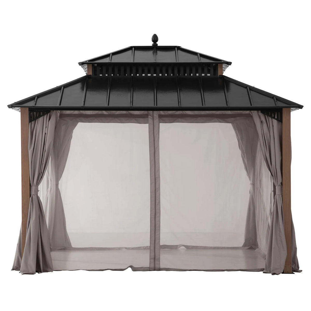 Kingston Aluminum Gazebo - Natural Woodgrain, 12x10