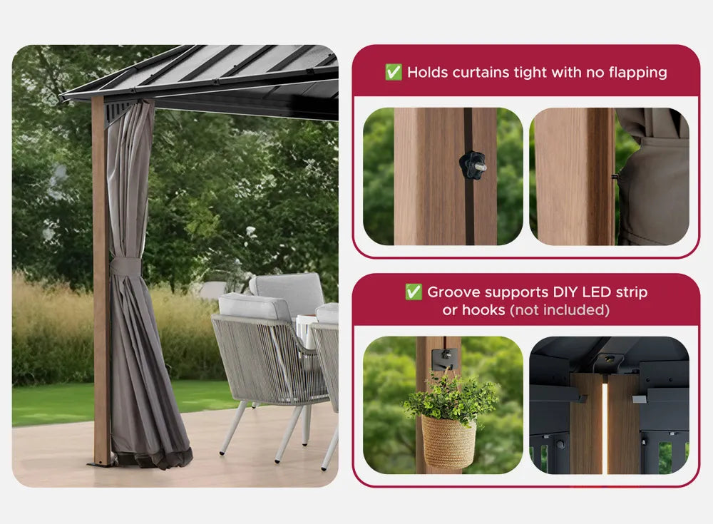 Kingston Gazebo‘s Windproof Curtain Setup with DIY Potential