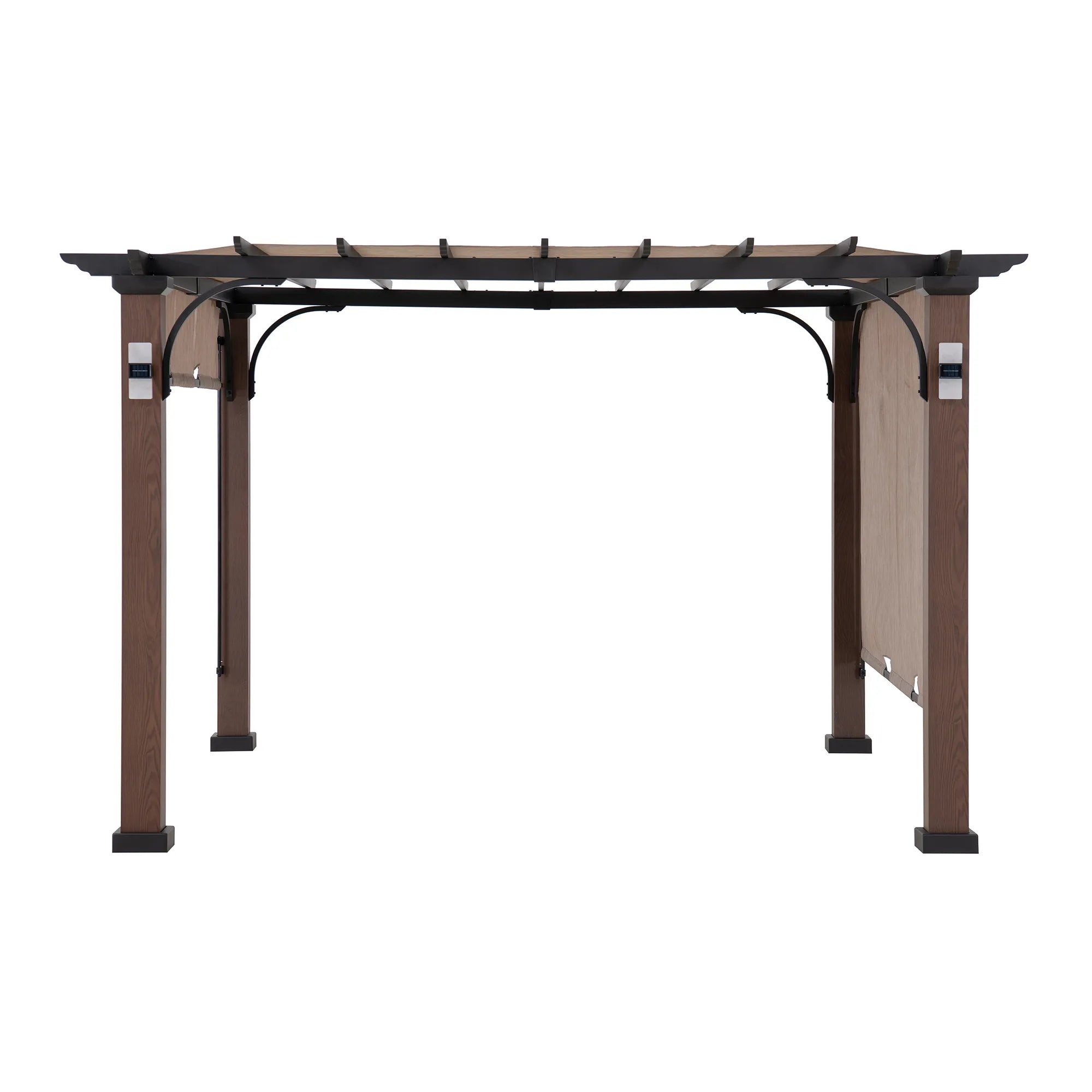 Linear Solar Hybrid Pergola - Natural Woodgrain, 11x11