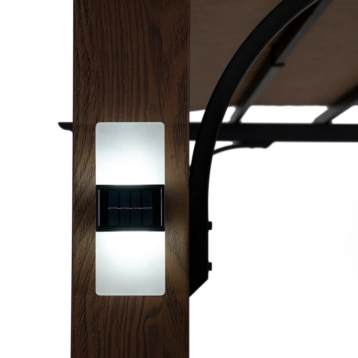 Linear Solar Hybrid Pergola - Natural Woodgrain, 11x11