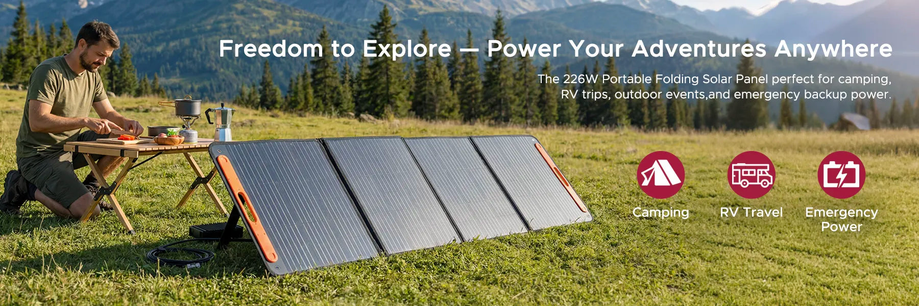 SUNJOY 226W Folding Portable Solar Panel - Convenient and Efficient Power Solution for IceCove Air Conditioner