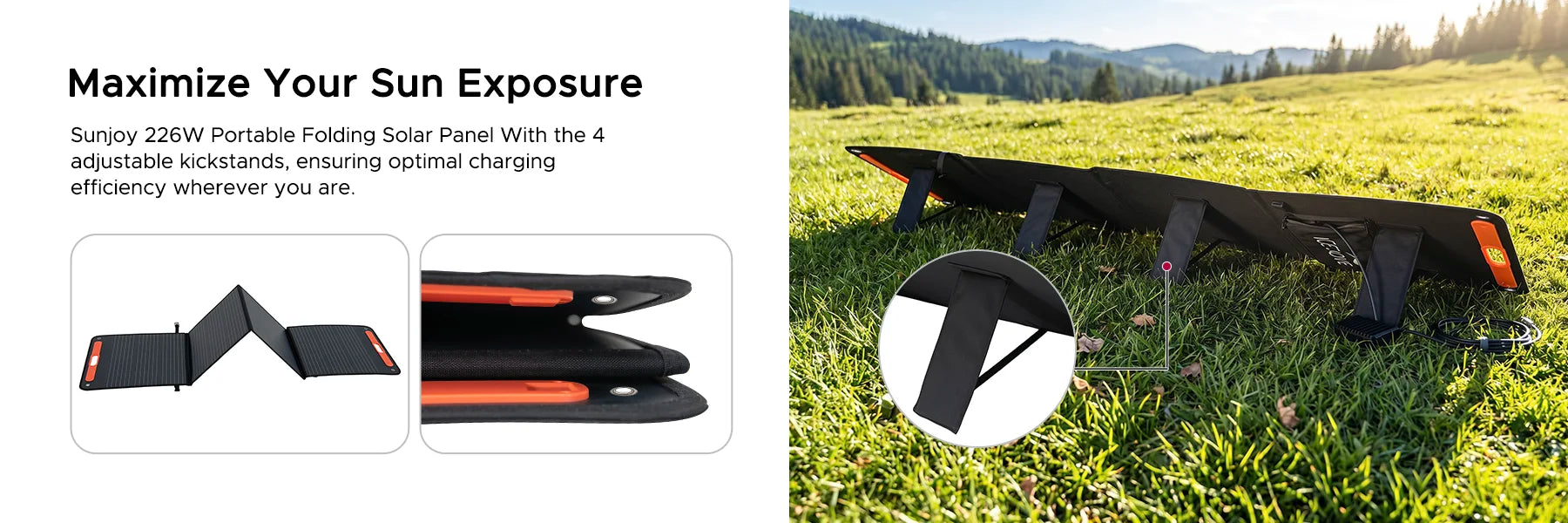 SUNJOY 226W Folding Portable Solar Panel - Convenient and Efficient Power Solution for IceCove Air Conditioner