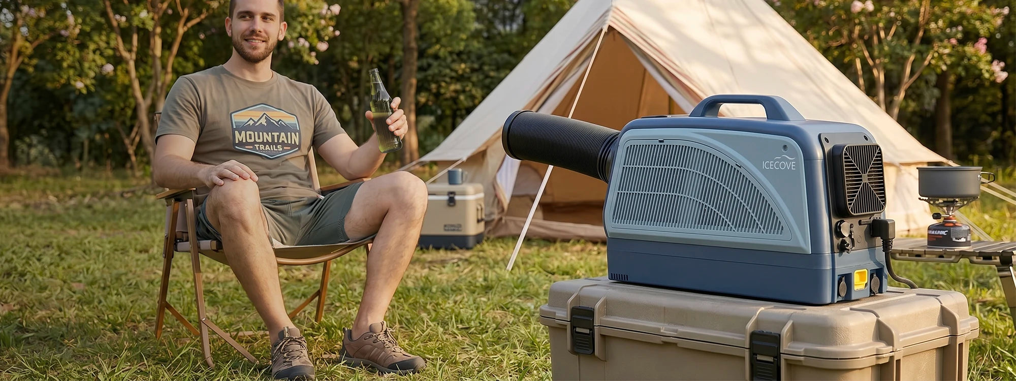 SUNJOY IceCove Portable Air Conditioner with 1 Power Bank for Outdoor Tents and Indoors - Blue