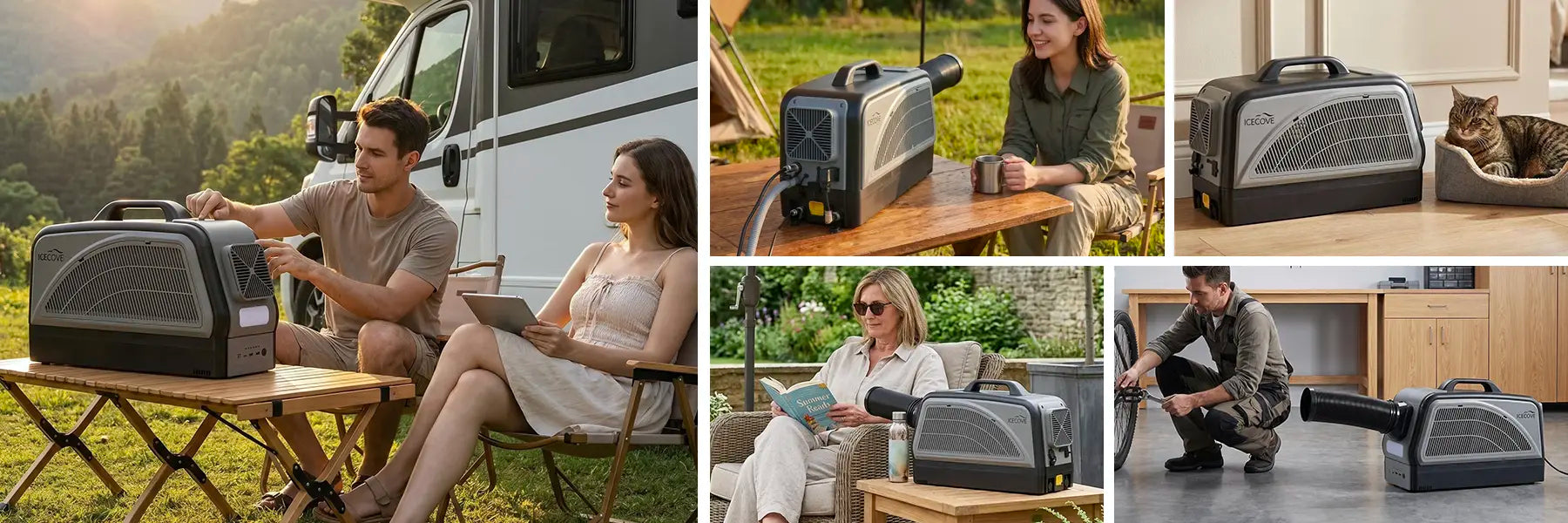 SUNJOY IceCove Portable Air Conditioner with 1 Power Bank for Outdoor Tents and Indoors - Gray