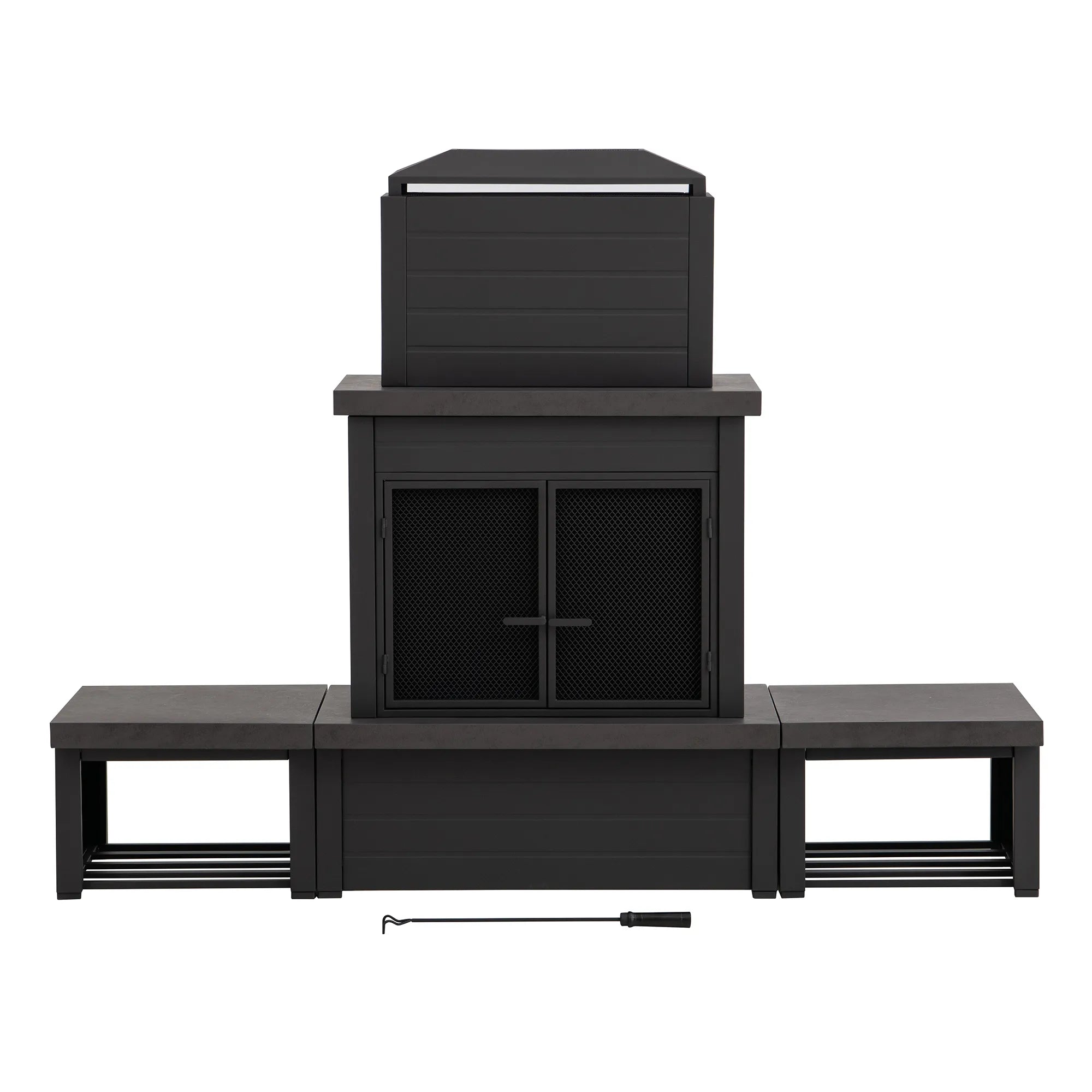 Nordic Modern Wood Burning Fireplace with Log Holders 76" - Brown