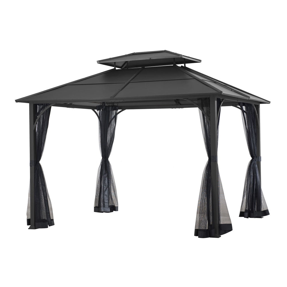 SUNJOY Black Replacement Mosquito Netting For Hampton Bay Farrington Hard Top Gazebo (10X12 Ft) A102001730.