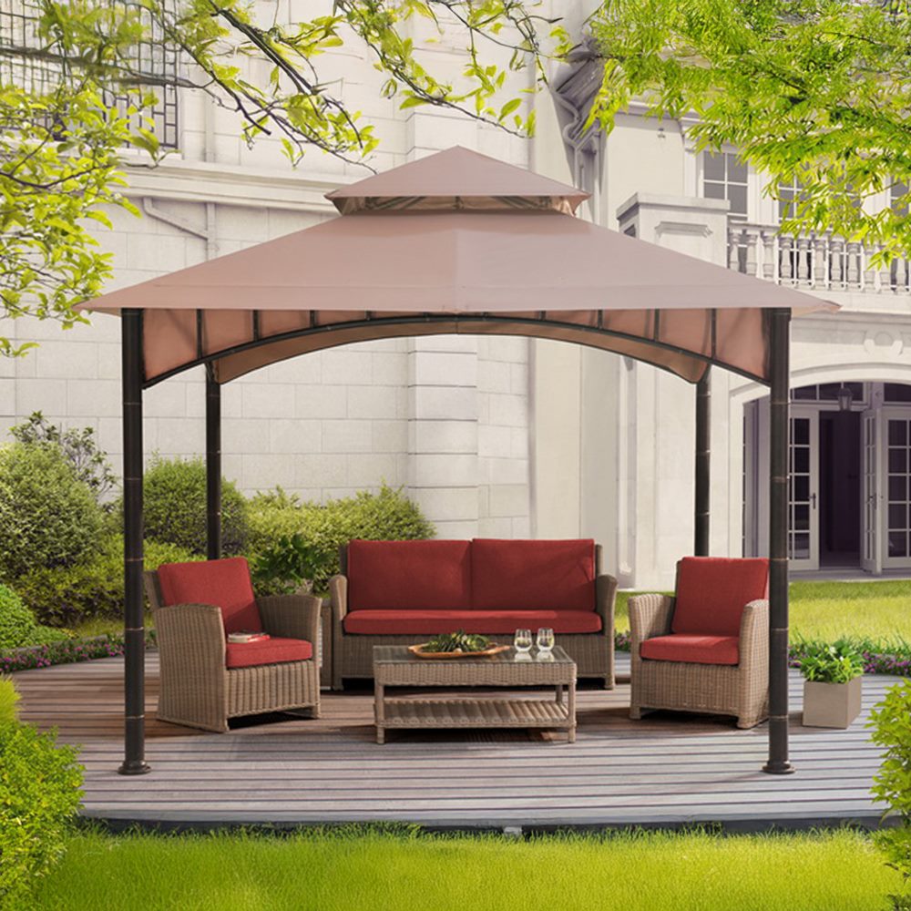 Sunjoy Khaki Replacement Canopy For Summer Breeze Soft Top Gazebo (10X10 Ft) D-GZ136PST-N.