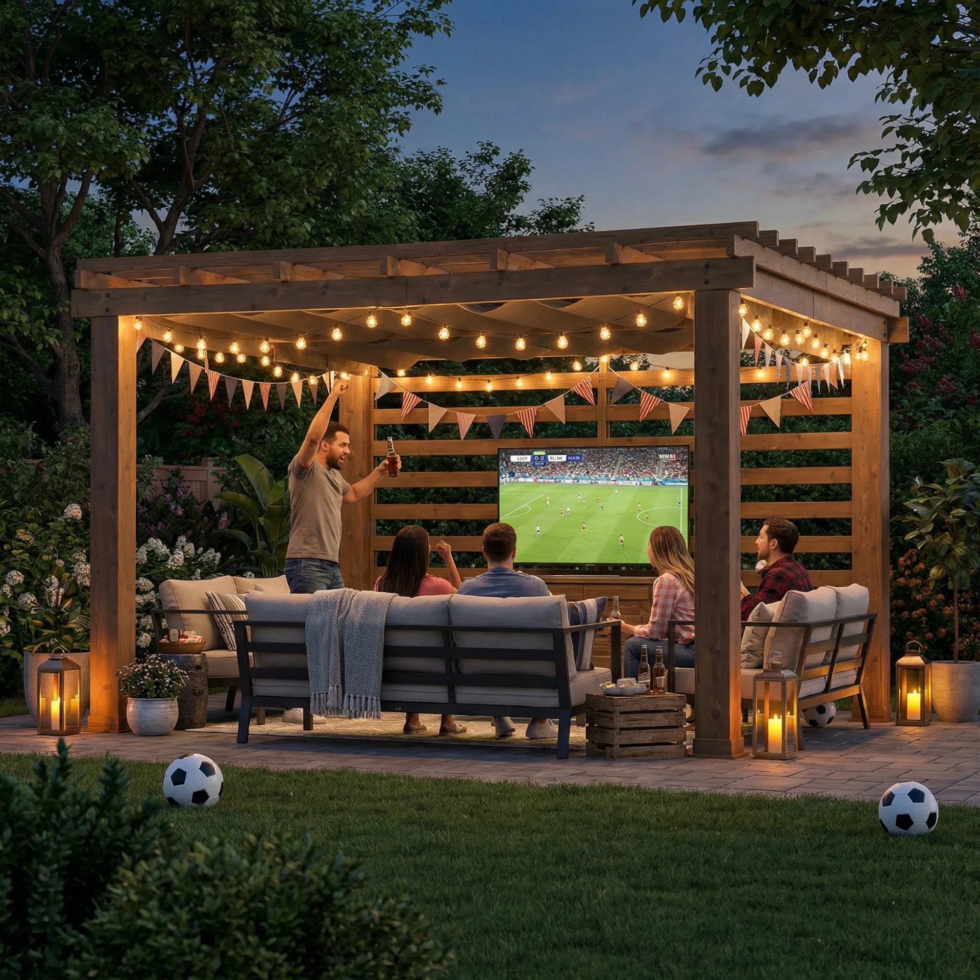 SUNJOY 11x13 Backyard Aluminum Pergola with Retractable Sling Canopy