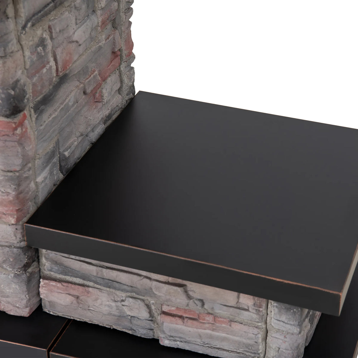 Canyon Stone Wood Burning Fireplace with Log Holders 82" - Antique Copper
