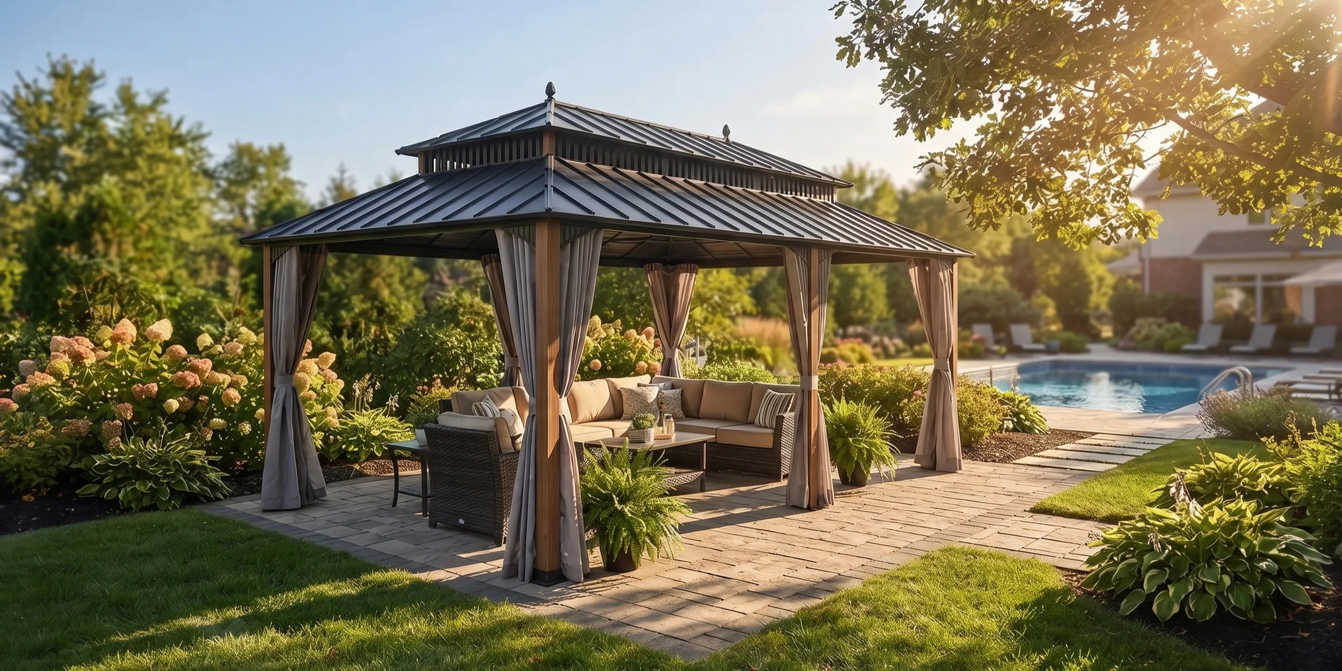 kingston gazebo in summer backyard