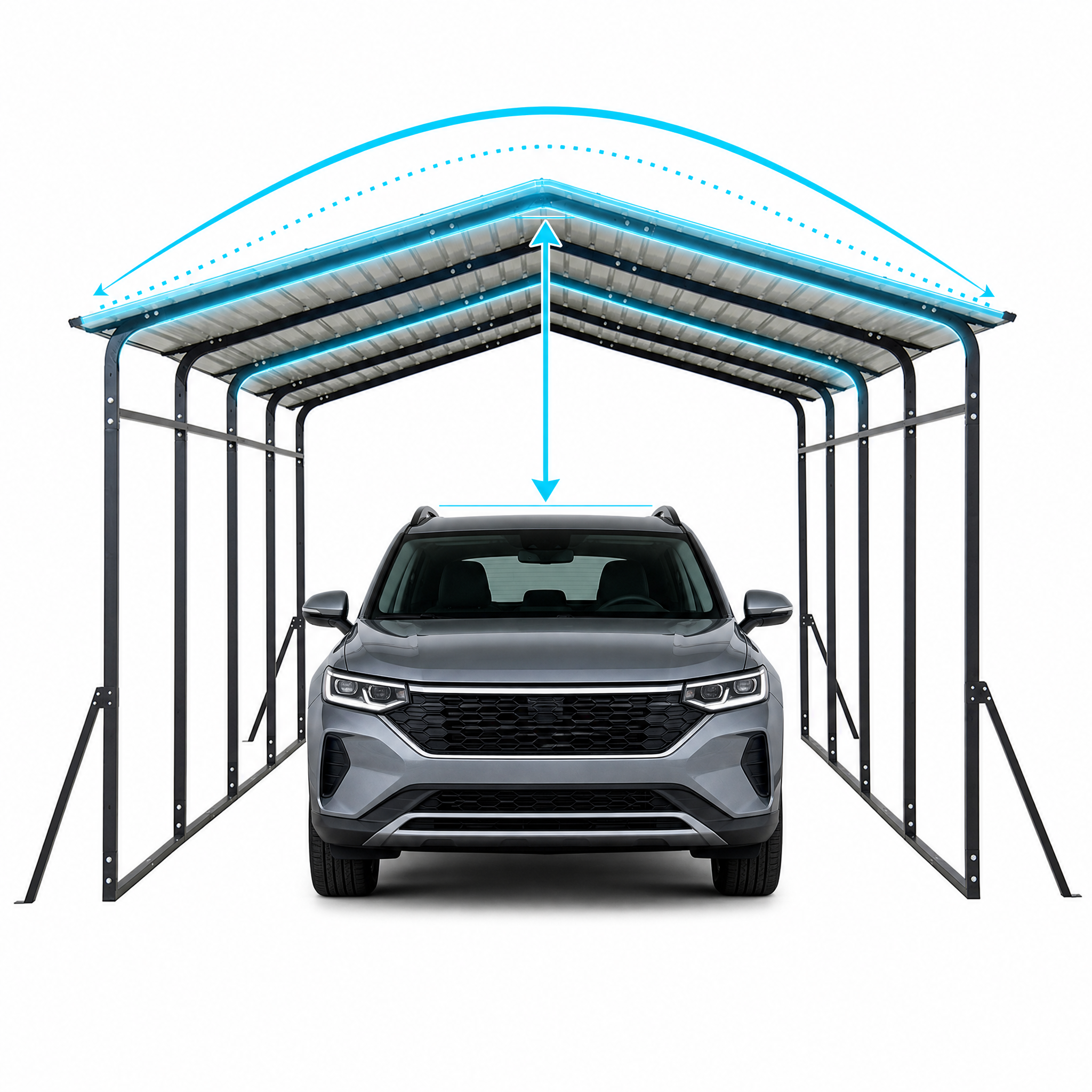 Armored Heavy-Duty Steel Carport 12' × 20', with Gambrel Metal Roof