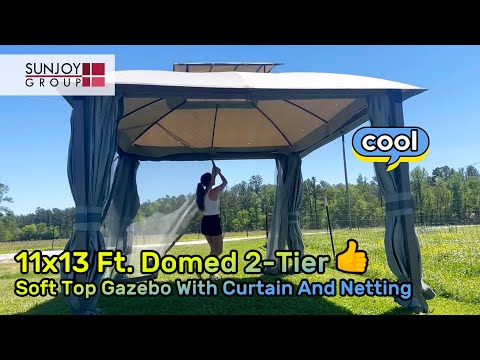 SUNJOY 11x13 Domed 2-Tier Soft Top Gazebo for Backyard Living