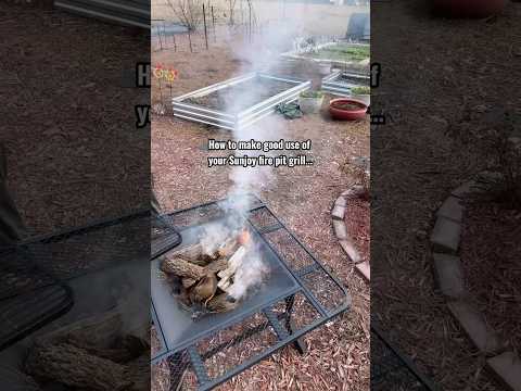SUNJOY 38 Inch Large Outdoor Fire Pit with Adjustable Grill and Poker