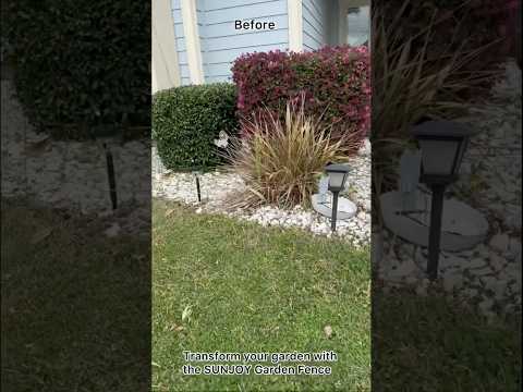 SUNJOY Garden Fence, Metal Garden Border Fence with Solar Lights (5-pack)