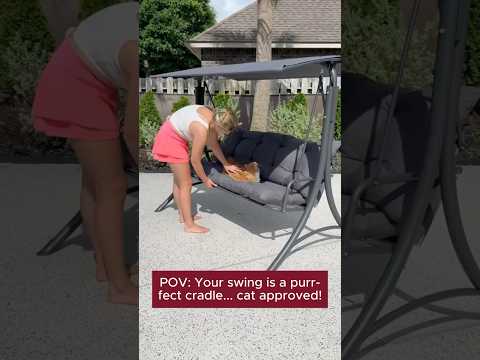 SUNJOY 3-Seat Outdoor Patio Swing with Adjustable Canopy and Cushion