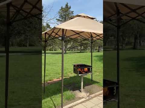 SUNJOY 5x8 Pop up Grill Gazebo with Magnetic LED Light and Carrying Bag - Brown
