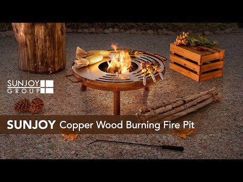SUNJOY 28 Inch Portable Fire Pit Grill with Stainless Steel Baking Sheet.