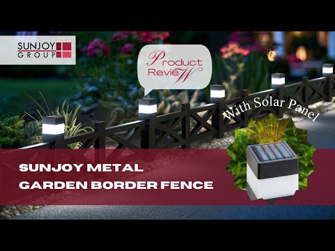 Product Show of SUNJOY Garden Fence, Metal Garden Border Fence with Solar Lights (5-pack)