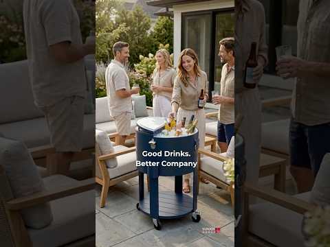 Product Show of SUNJOY 60 Quart Patio Rooling Cooler Cart with Bottle Opener, Shelf and Lockable Wheels