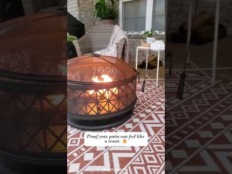 SUNJOY 31 Inch Black Wood Burning Steel Fire Pit with Spark Screen