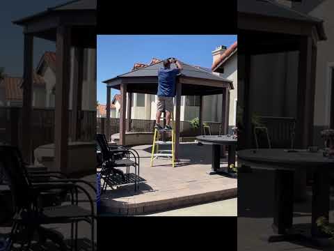 SUNJOY 15x15 Daybreak Octagon Gazebo with Metal Ceiling Hook.