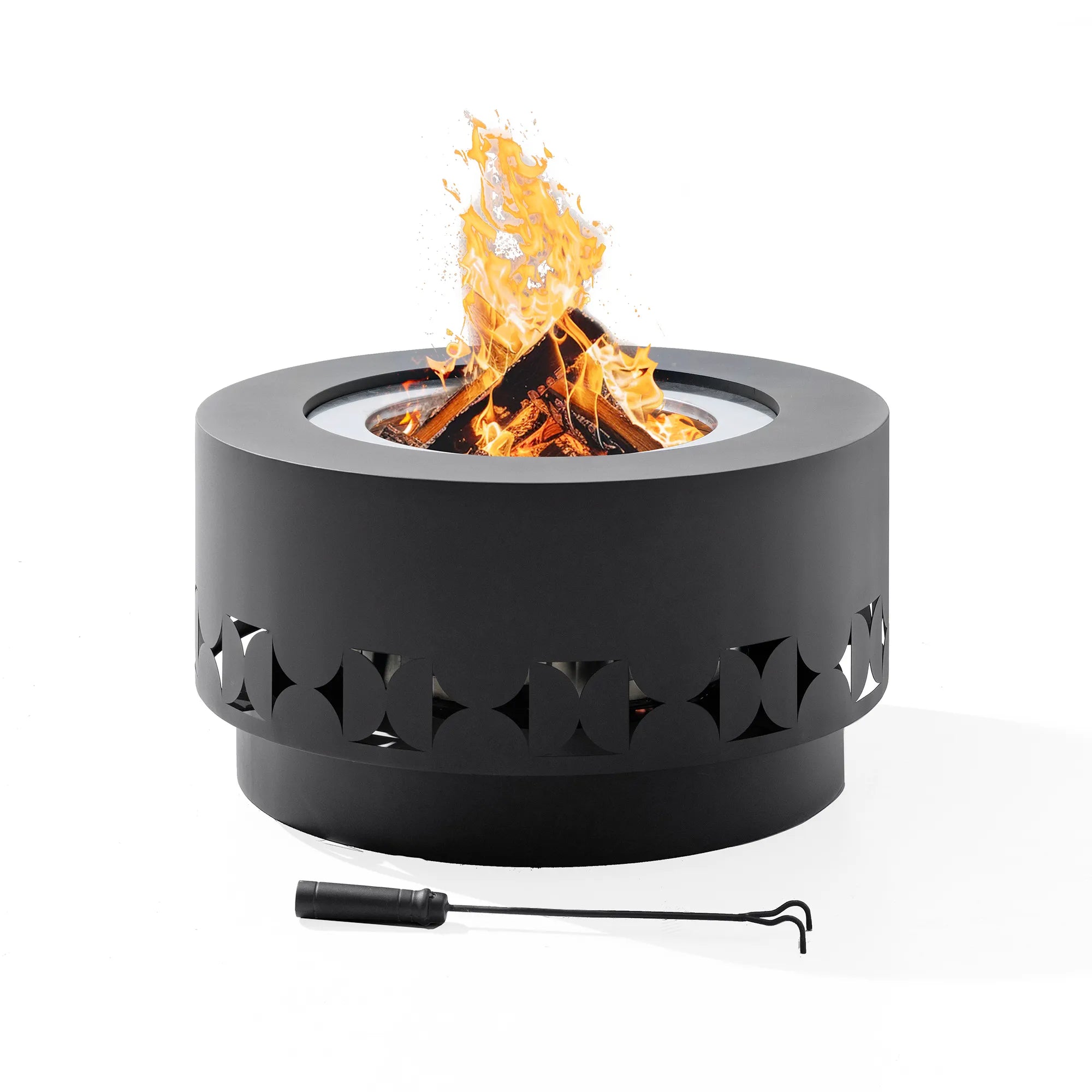 Vulcan Round Smokeless Fire Pit 28", Delta Pattern - Gray