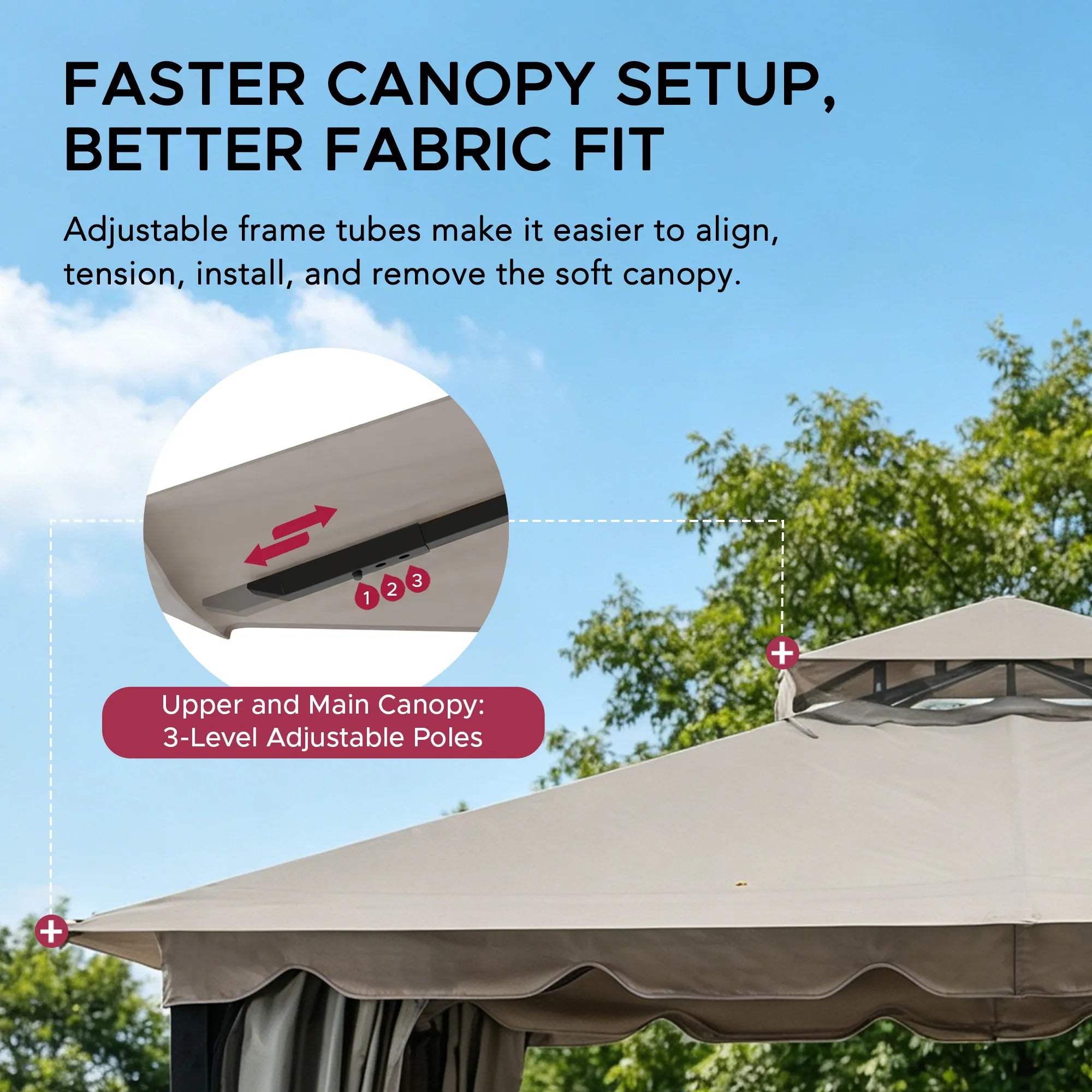 SUNJOY 11x13 Gray 2-Tier Steel Soft Top Gazebo with Ceiling Hook