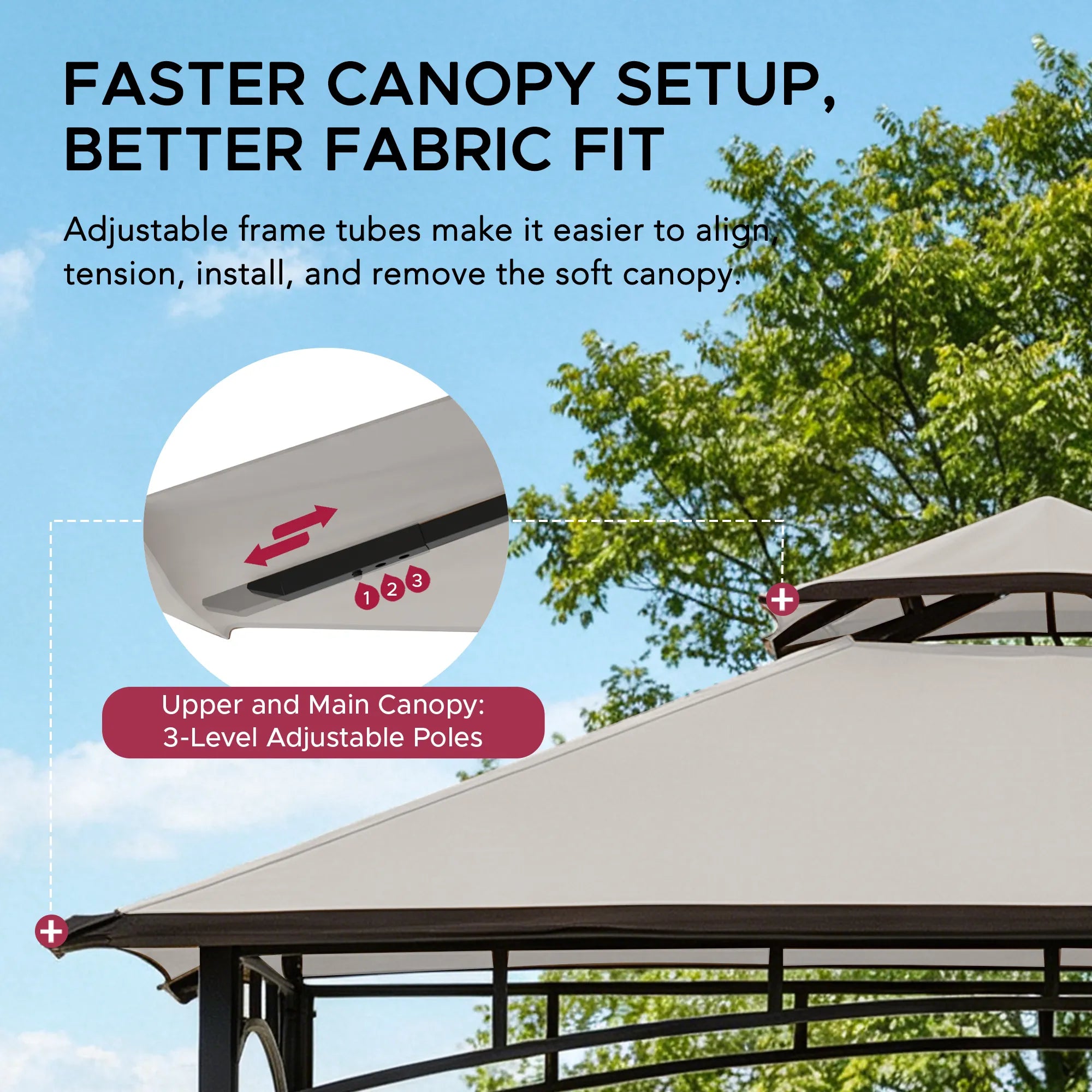 SUNJOY 8x5 BBQ Grill Gazebo with Bar Shelves and Hooks - Beige & Black