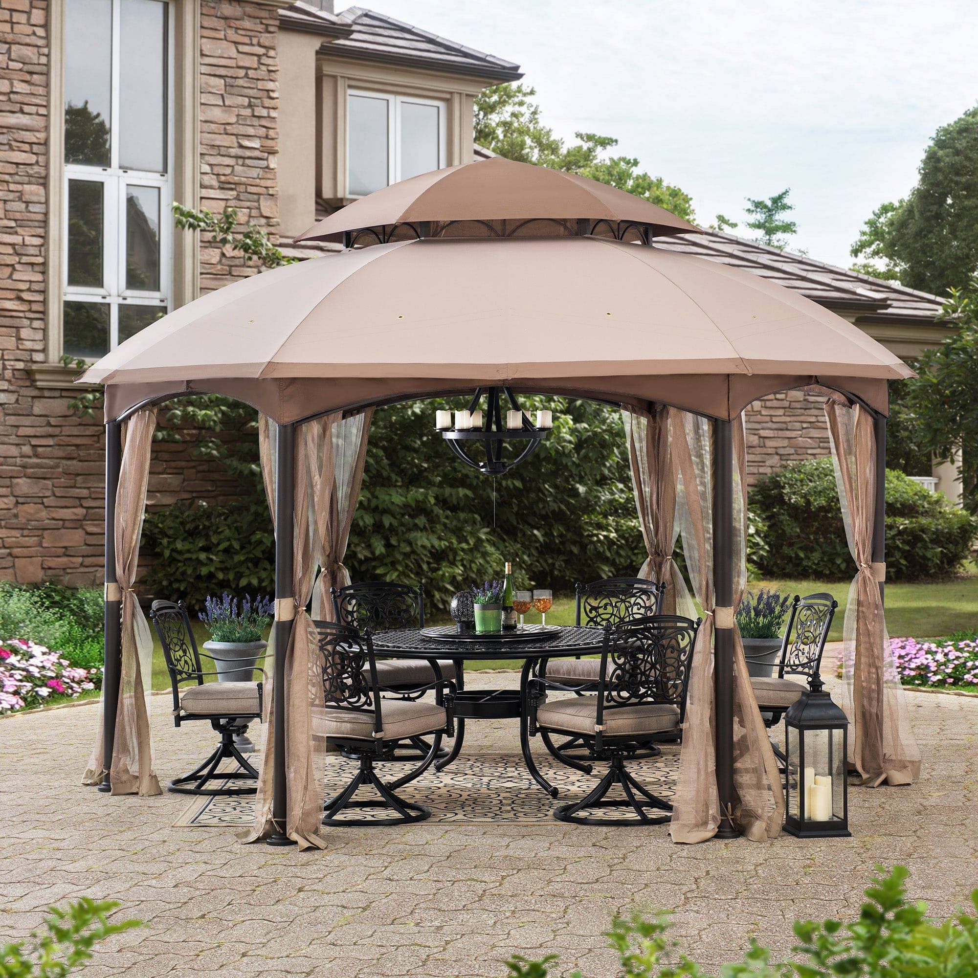 SUNJOY 13.5x13.5 Metal Patio Gazebo Kits with Ceiling Hook.