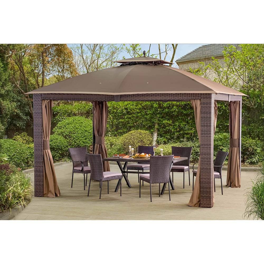 SUNJOY Dark Brown+Ginger Snap Replacement Canopy For Riviera Gazebo (10X12 Ft) L-GZ815PST Sold At Big Lots.