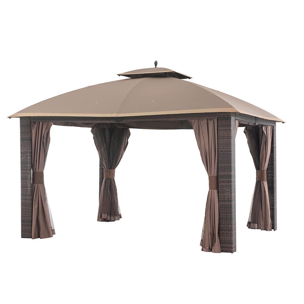 SUNJOY Dark Brown+Ginger Snap Replacement Canopy For Riviera Gazebo (10X12 Ft) L-GZ815PST Sold At Big Lots.