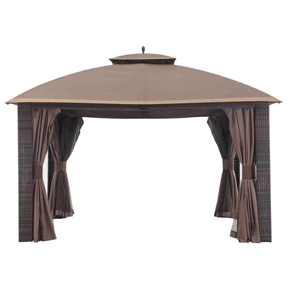 SUNJOY Dark Brown+Ginger Snap Replacement Canopy For Riviera Gazebo (10X12 Ft) L-GZ815PST Sold At Big Lots.