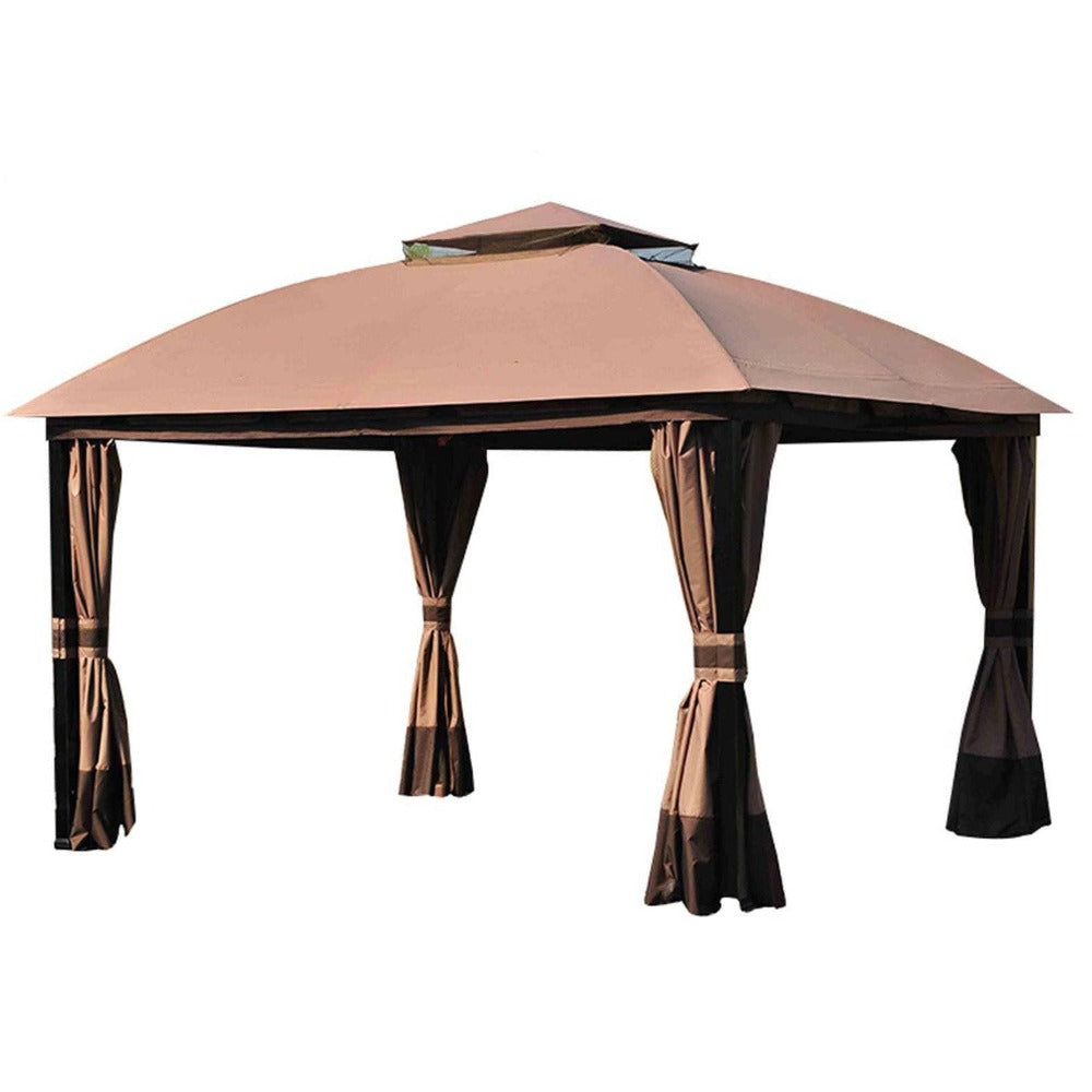 SUNJOY Ginger Snap+Dark Brown Replacement Canopy For South Hampton Gazebo (11x13 FT) L-GZ215PST-A Sold At Big Lots.