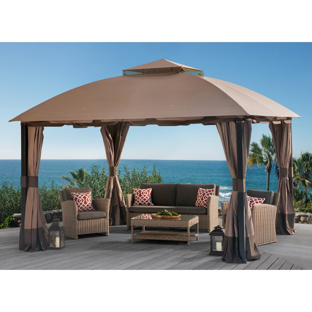 SUNJOY Ginger Snap+Dark Brown Replacement Canopy For South Hampton Gazebo (11x13 FT) L-GZ659PST Sold At Big Lots.