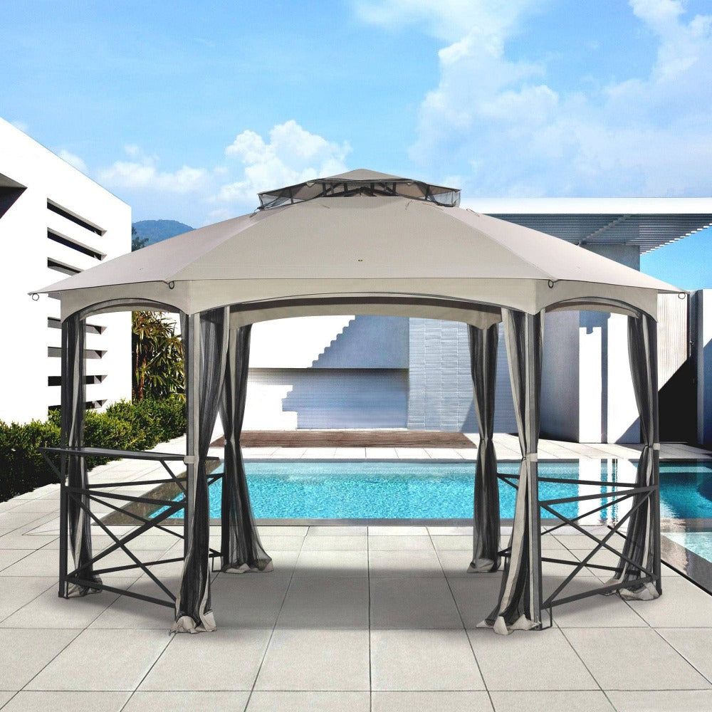 SUNJOY Beige Replacement Canopy For Vineyard Gazebo (11X15 Ft) L-GZ076PST-1A-4 Sold At Walmart US.