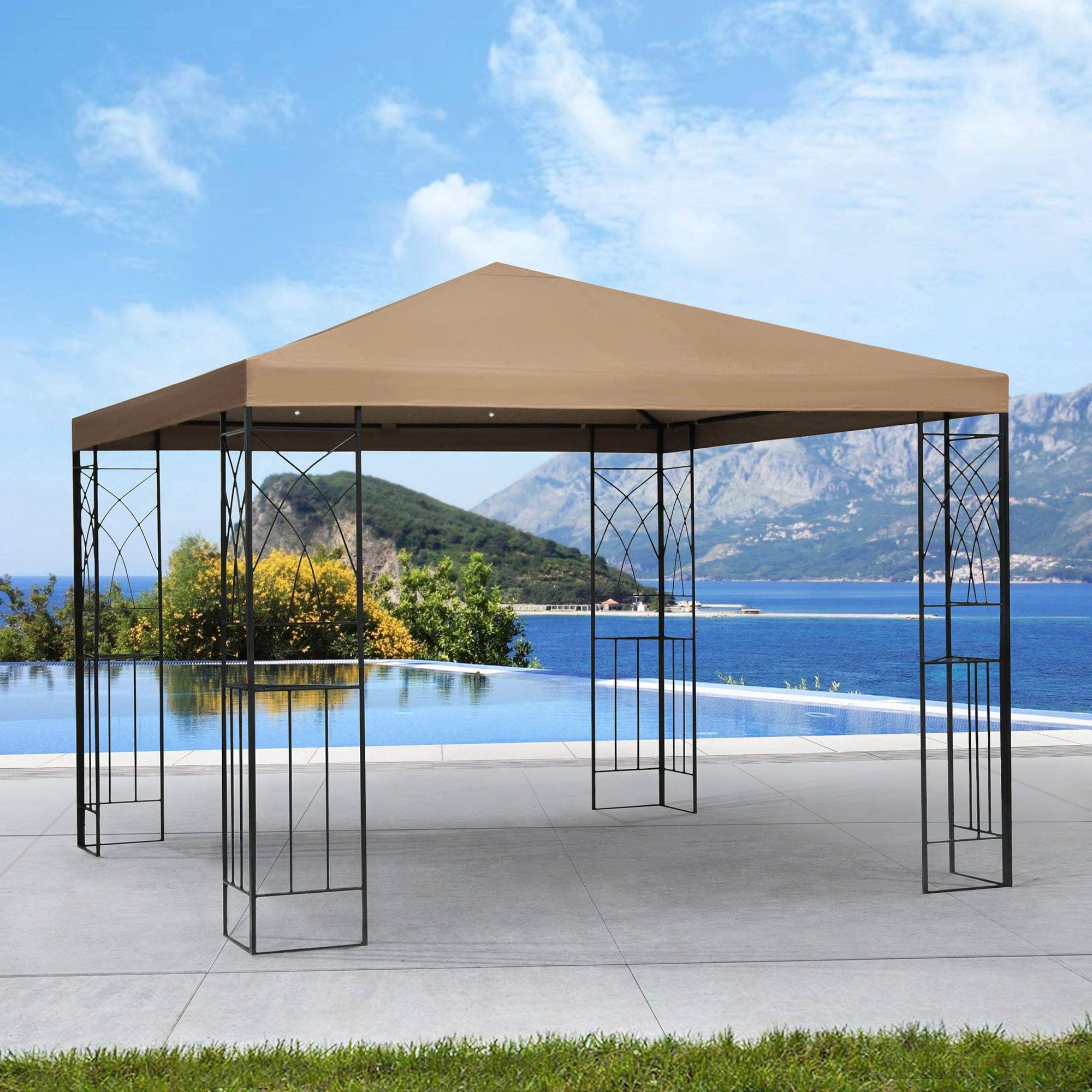 SUNJOY Beige Replacement Canopy For Tivoli Gazebo (10X10 Ft) L-GZ105PST-4 Sold At Target.