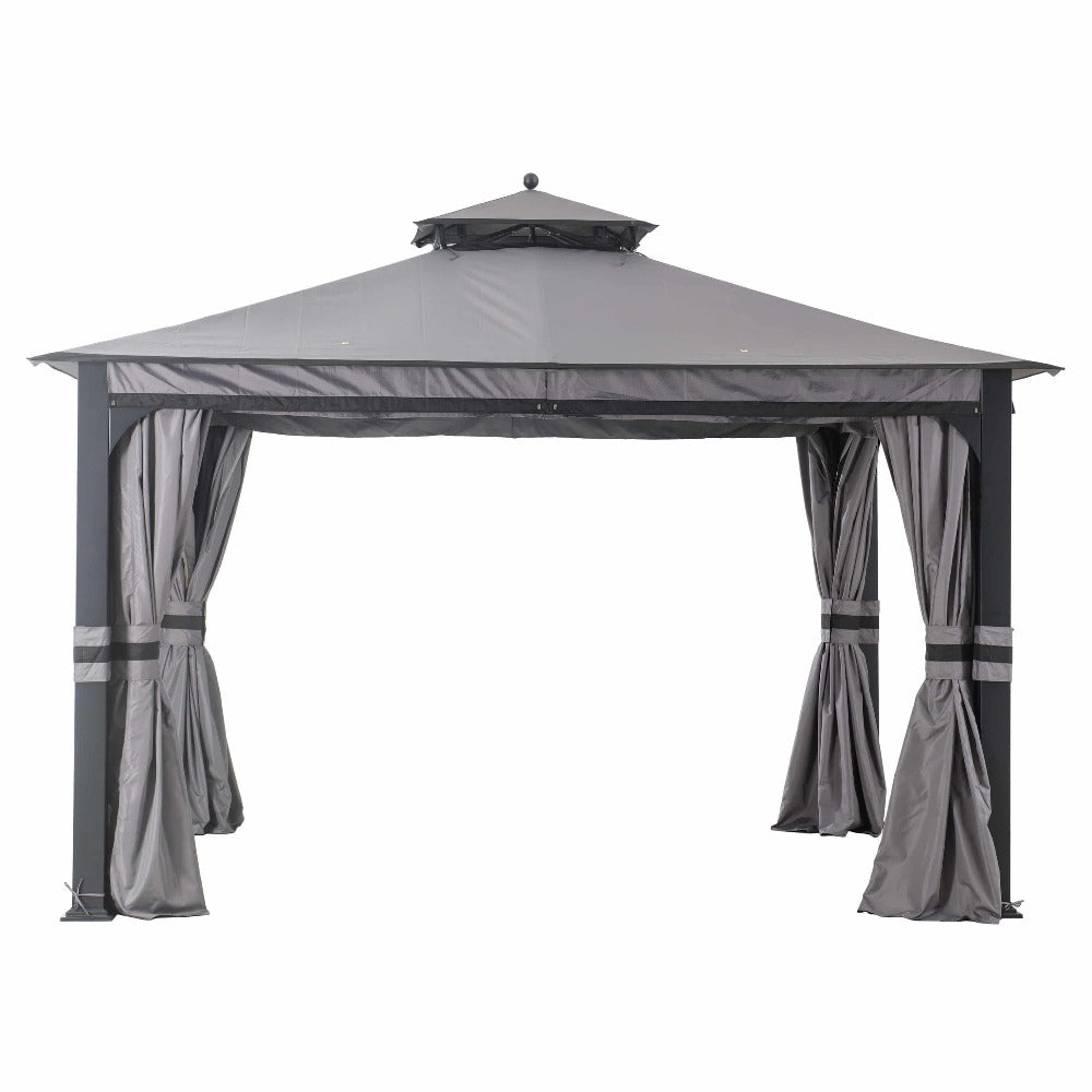 SUNJOY Dark Gray+Black Replacement Canopy For Grey Soft Top Gazebo (10X12 Ft) L-GZ1140PST-G Sold At Lowe's.