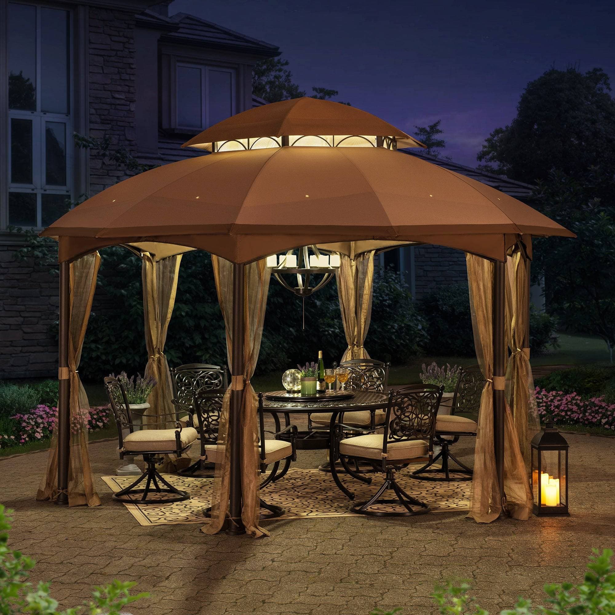 SUNJOY 13.5x13.5 Metal Patio Gazebo Kits with Ceiling Hook.