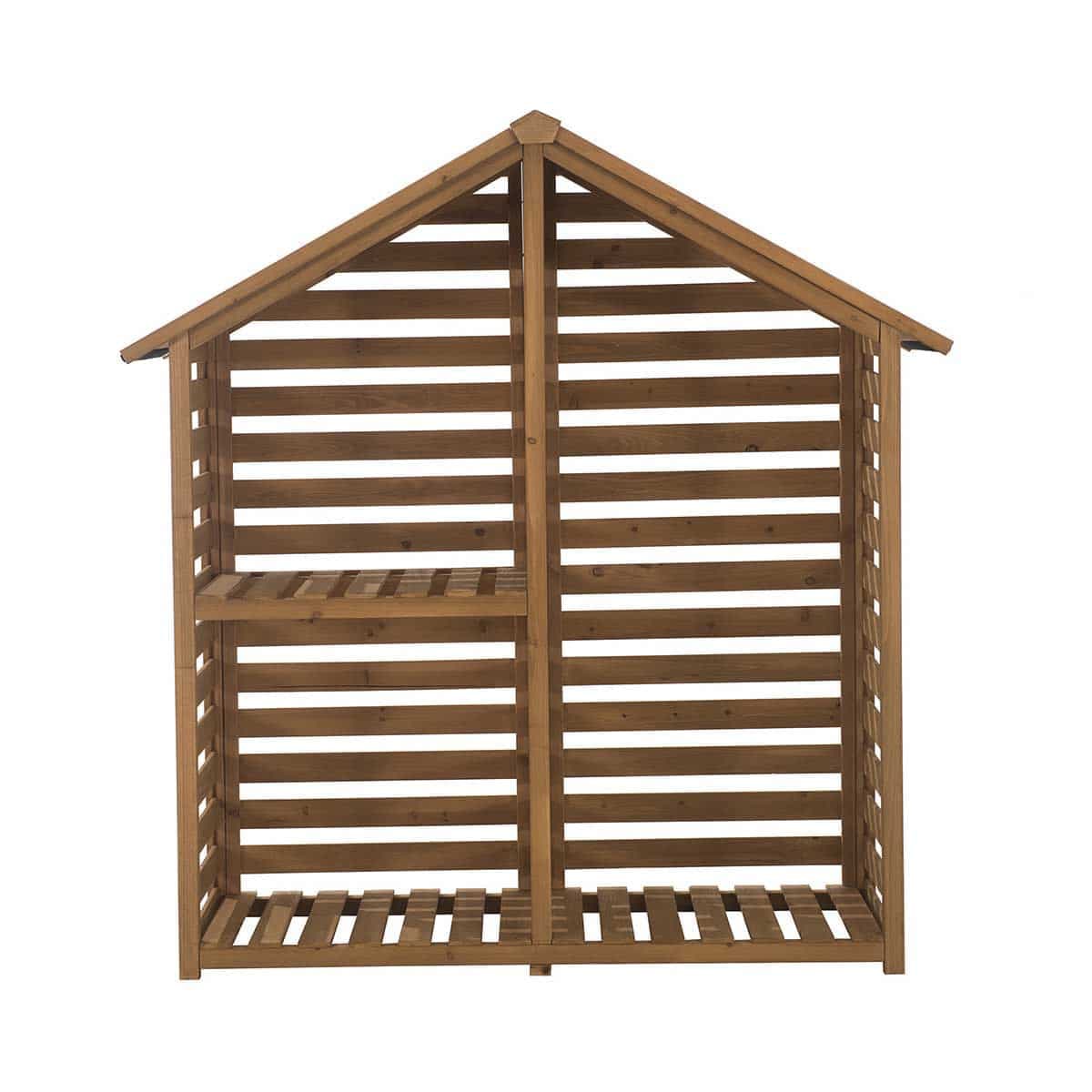 SUNJOY Outdoor Cedar Firewood Storage Rack Shed with Asphalt Roof.