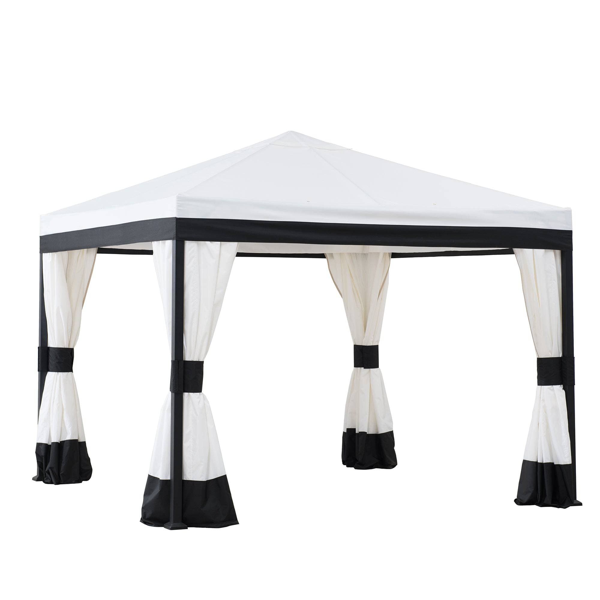 SUNJOY 10x10 White Gazebo with Curtain and Netting.