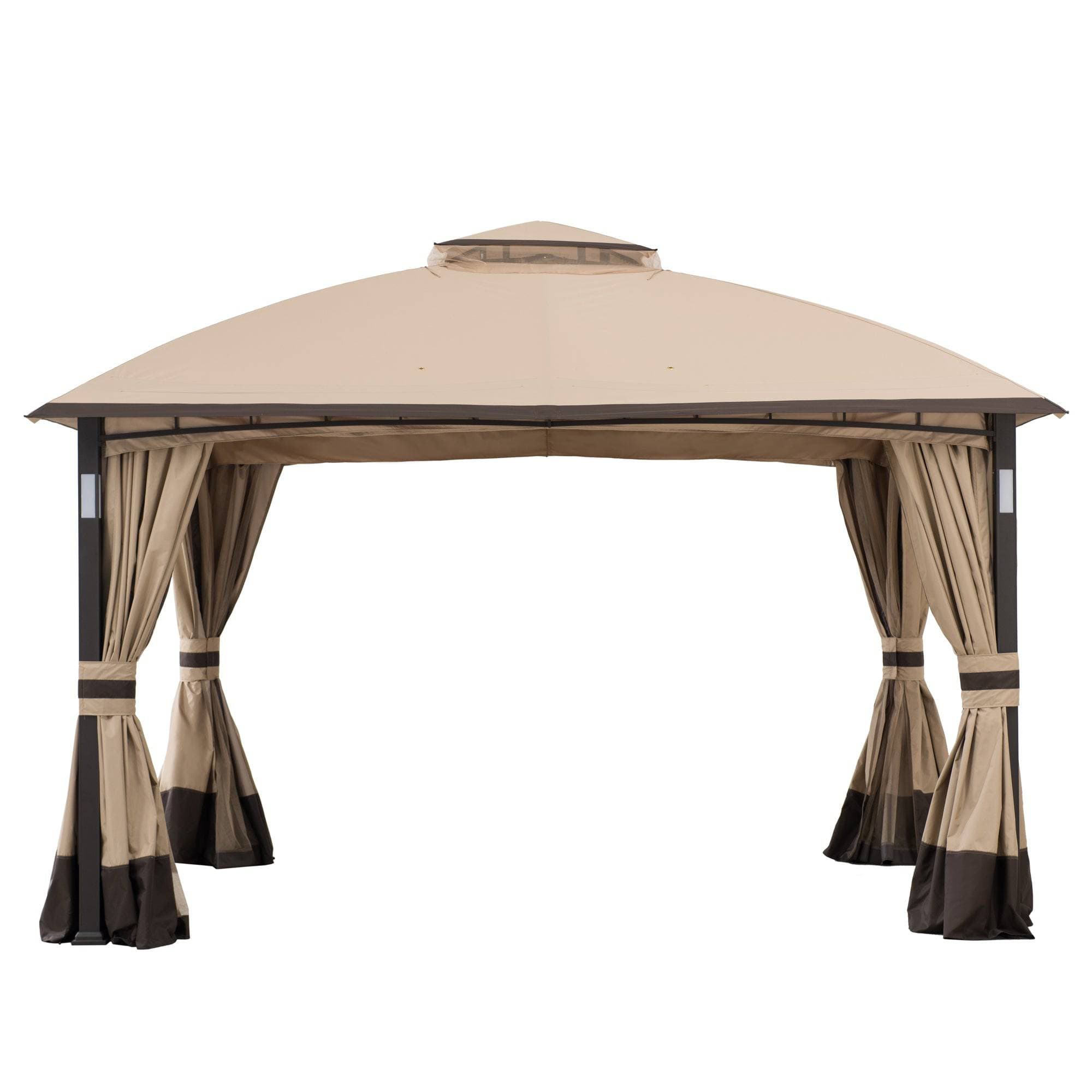 SUNJOY 11x13 Steel Patio Gazebo with LED Light, Bluetooth Speaker and Hook.