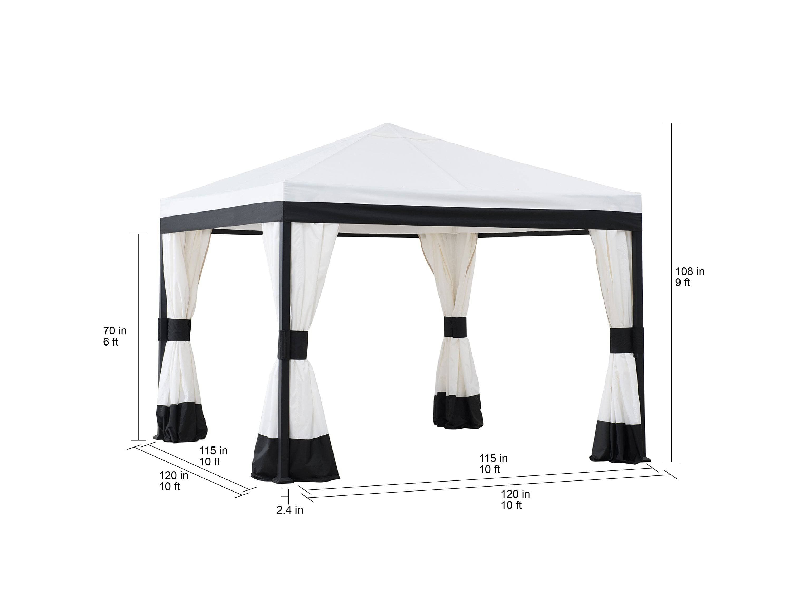 SUNJOY 10x10 White Gazebo with Curtain and Netting.