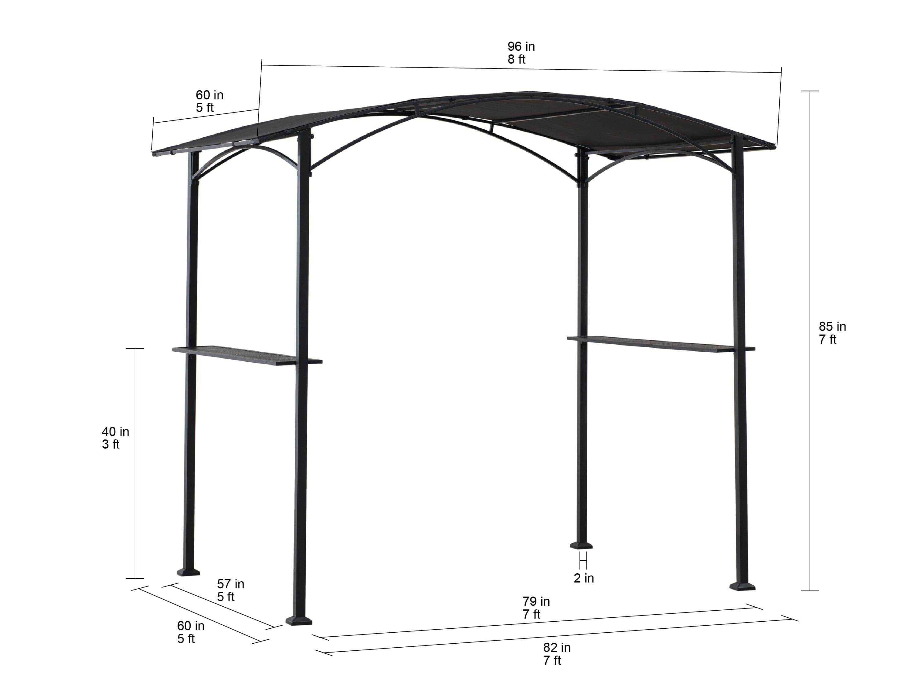 SUNJOY 5x8 Outdoor Grill Gazebo with Arch Canopy and Bar Shelves.
