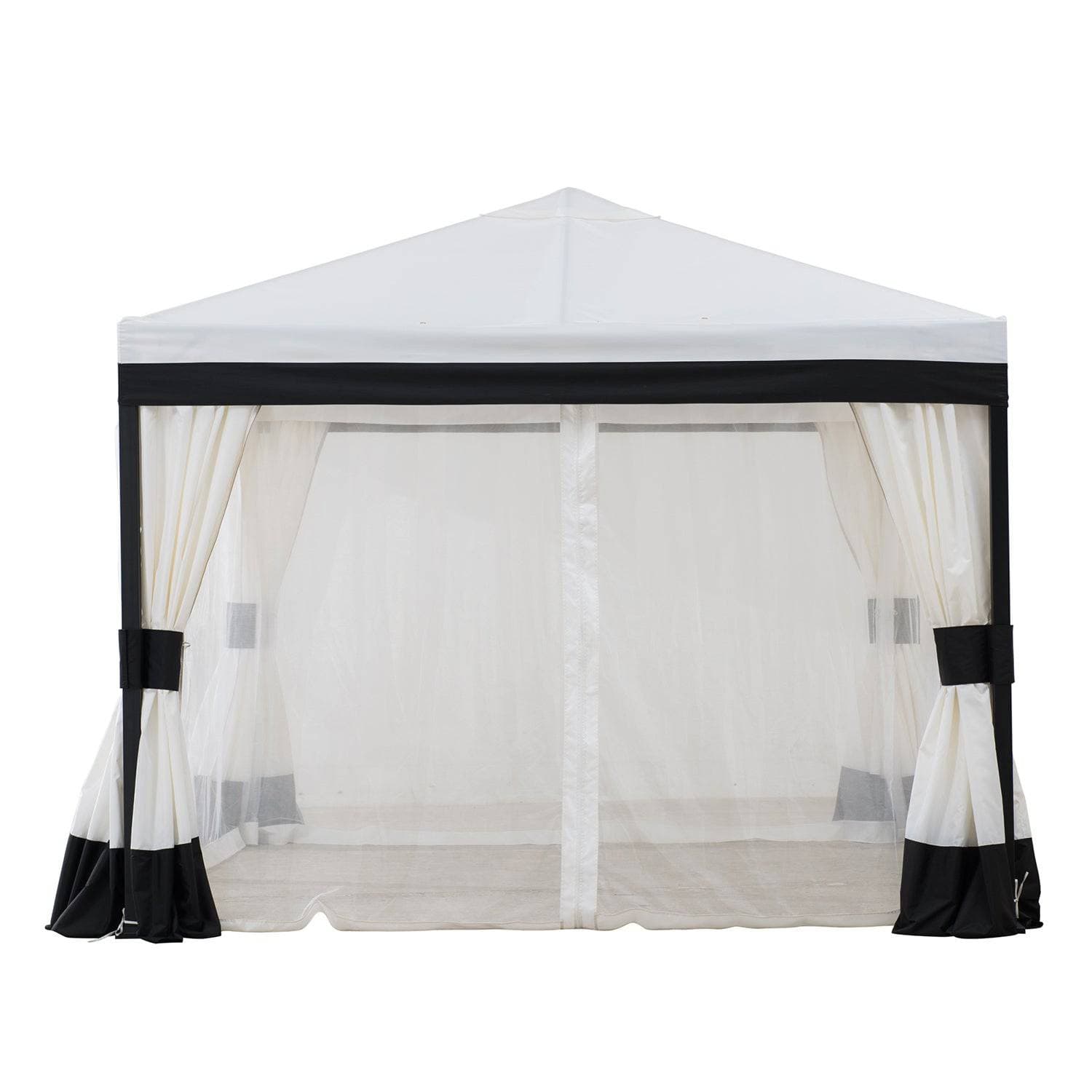 SUNJOY 10x10 White Gazebo with Curtain and Netting.