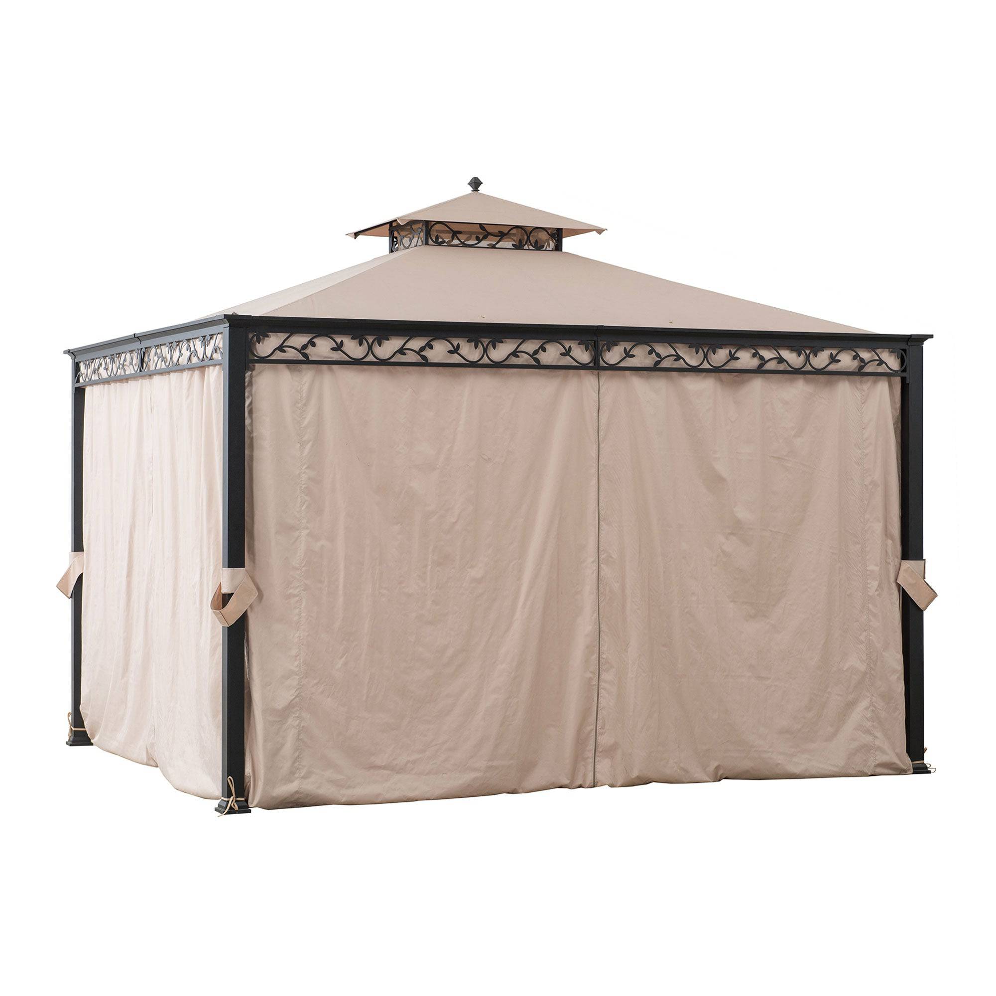 SUNJOY 10x12 Steel Patio Gazebo with Netting and Curtain.