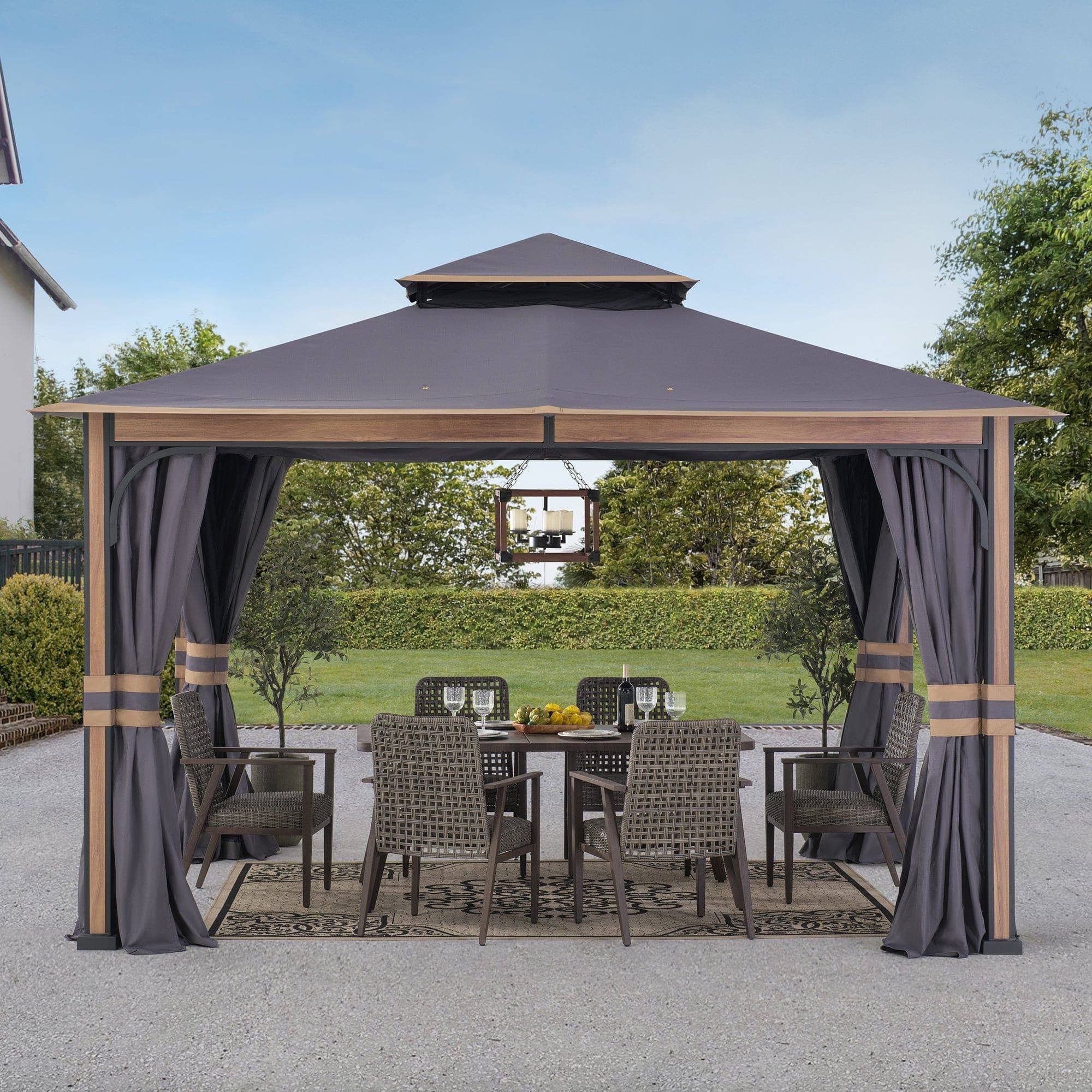 SUNJOY 11x13 Soft Top Gazebo with Netting and Curtain