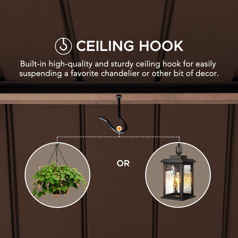 SUNJOY 11x13 Wooden Frame Gable Roof Gazebo with Ceiling Hook.